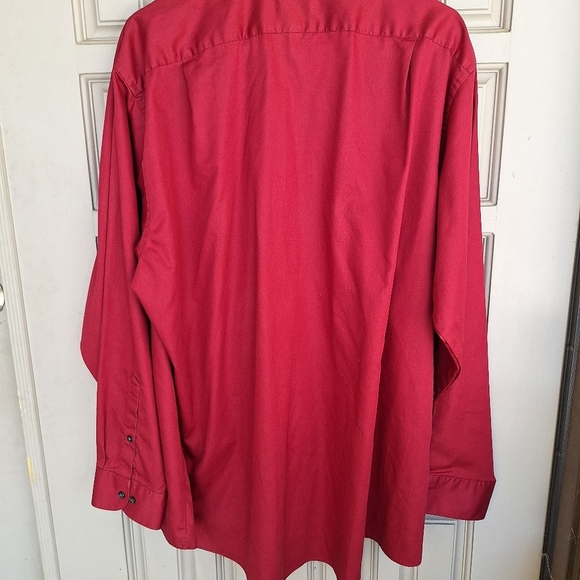 Van Heusen Luxe Sateen Men's Shirt Sz34XL Red Long Sleeves Cotton Polyester - Picture 9 of 9
